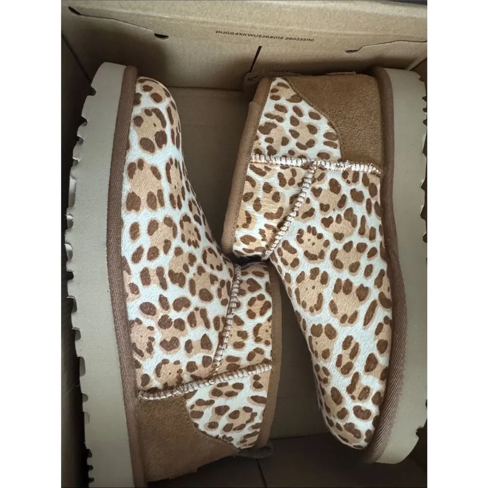 UGG W Classic Ultra Mini Plains Leopard Boot - Brown/Tan